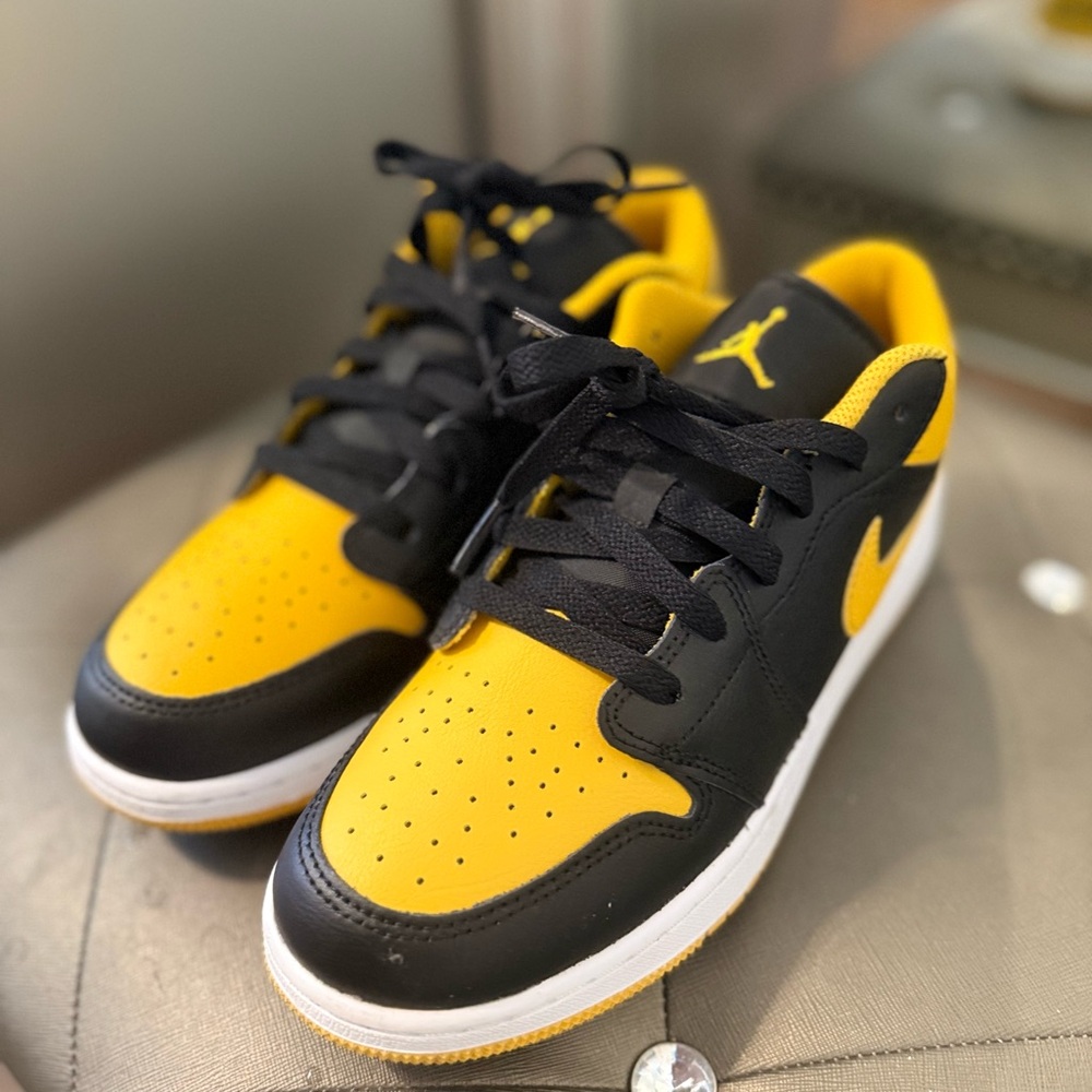 Jordan Black and Yellow Sneakers with Perforated Toe Box